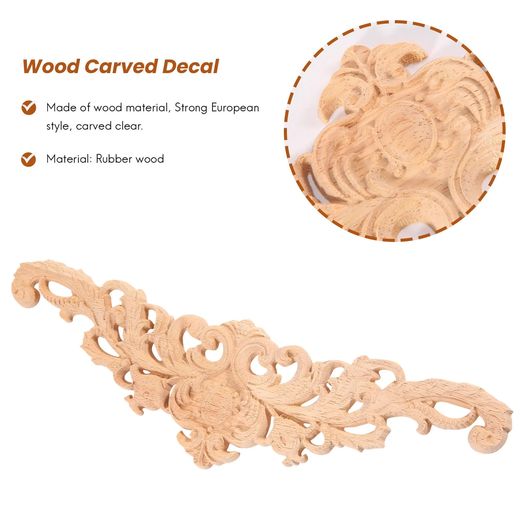 [Value Pack]2Pcs Wood Decorative Long Carved Onlay Applique Furniture Corners Ornament Home Door Bed Decor 30 X 8 cm