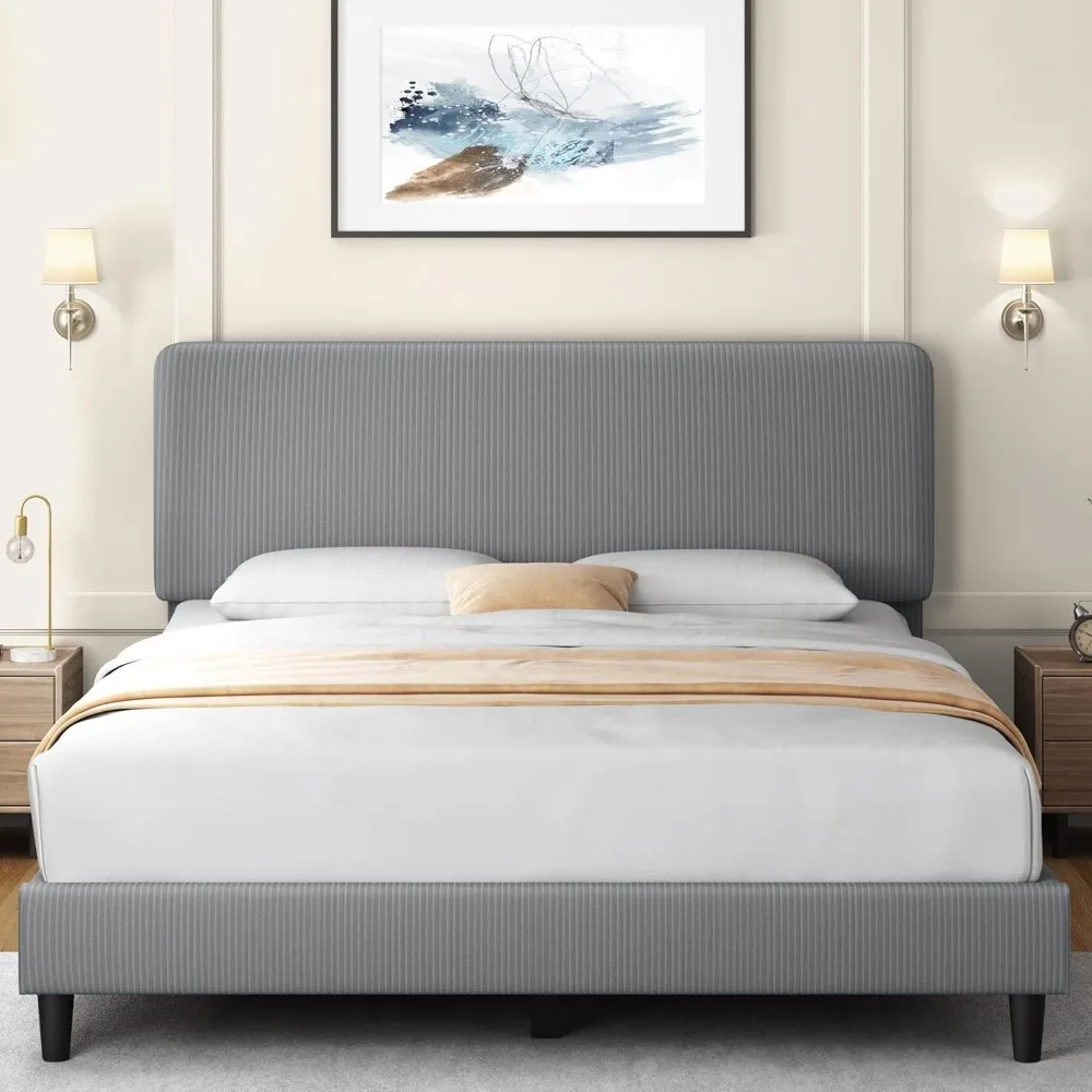 조절 가능한 헤드보드 퀸 사이즈 침대 프레임 이미지