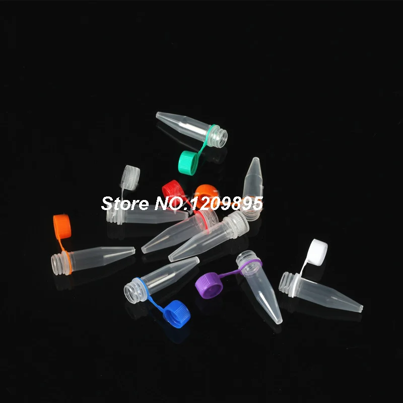 500 개/로트 1.5ml 극저온 연결 캡 10mm × 46.5mm 실험실 냉장 튜브 극저온 바이알 실험실 와셔 포함