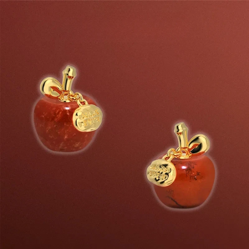 

Attractive and Charming Exquisite and Fashionable Imitation Ruby Pattern Apple Earrings Sweet and Cute Earrings Jewelry Gifts