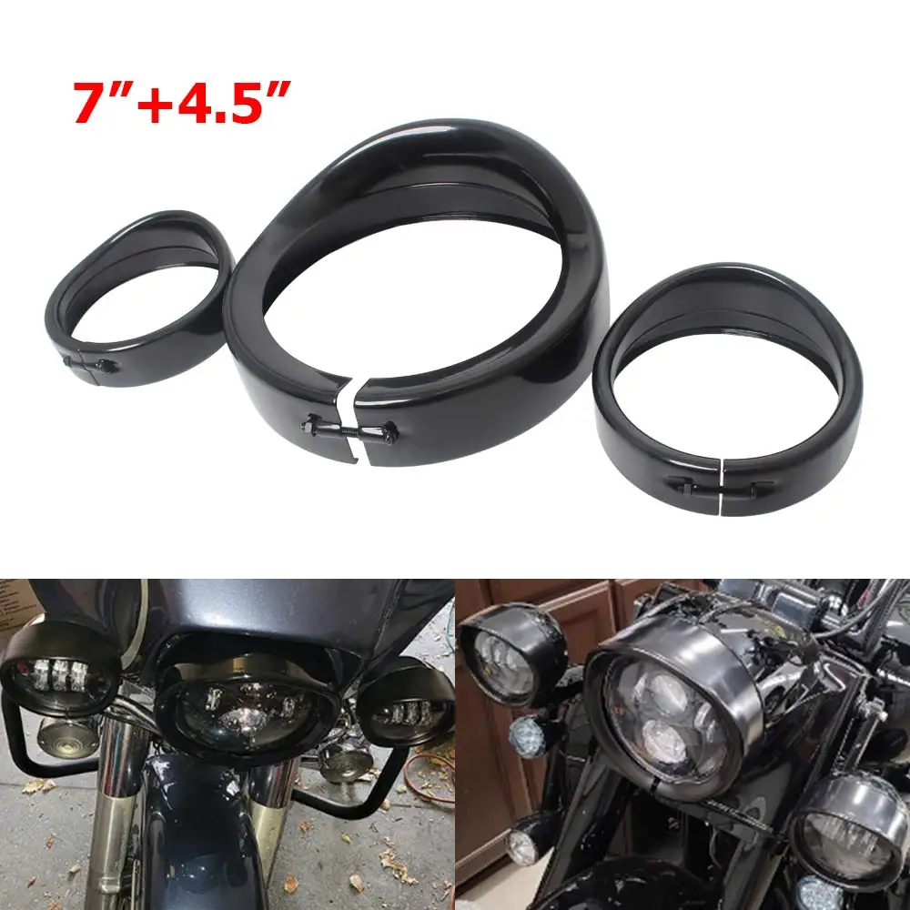 

7-дюймовое декоративное кольцо для фар мотоциклов Harley Touring Road King Street Electra Glide Softail FL FLD Tri, аксессуар для 4,5-дюймовых противотуманных фар