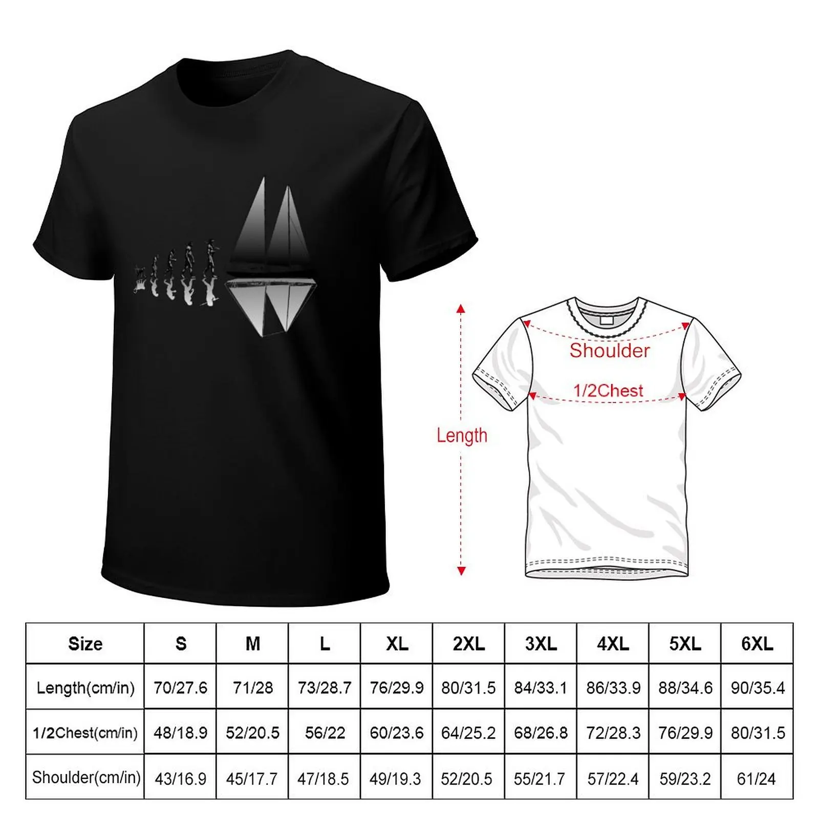 Sailing Evolution T-Shirt Classic Crew Neck Cotton T-Shirt