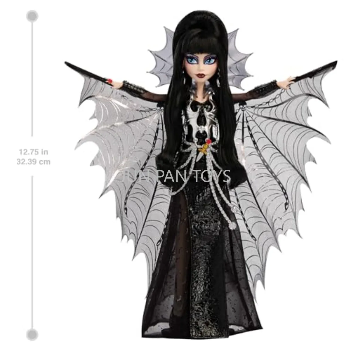 he was a monster black dressed in leather Original Monster High Elvira Mistress The Dark Black Faux Leather Dress  Silvery Batwing Cape Collectible Fashion Doll Girl Toys