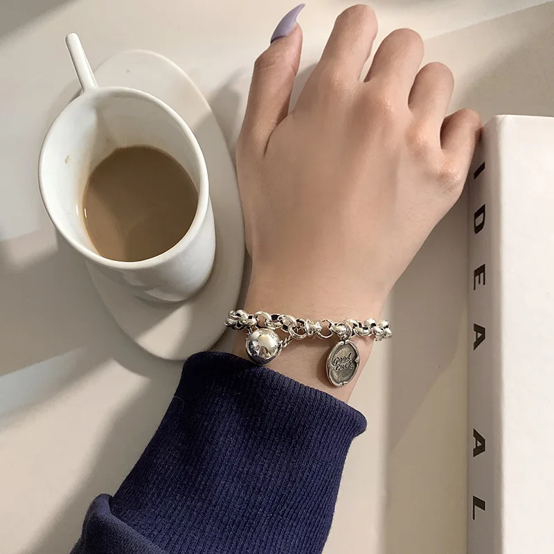 Vintage Dicke Ketten-Armbänder für Frauen Mode Perlen-Herz-Charm Strang-Armband Punk Ästhetischer Schmuck Party-Geschenk – Detail 6