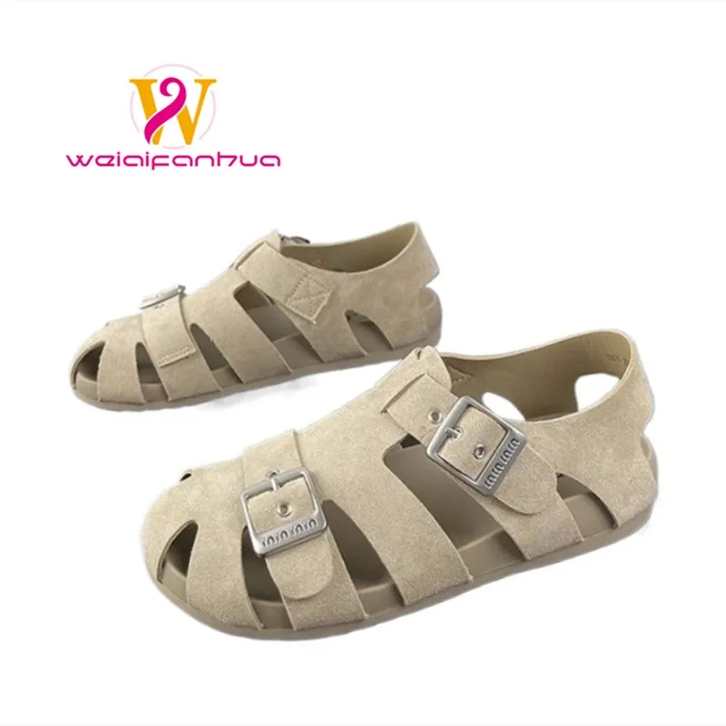 

Women's Plain Woven Retro-style Roman Sandals, New Summer 2026 Anti-slip, Casually Designed Perforated Pigcage Shoes