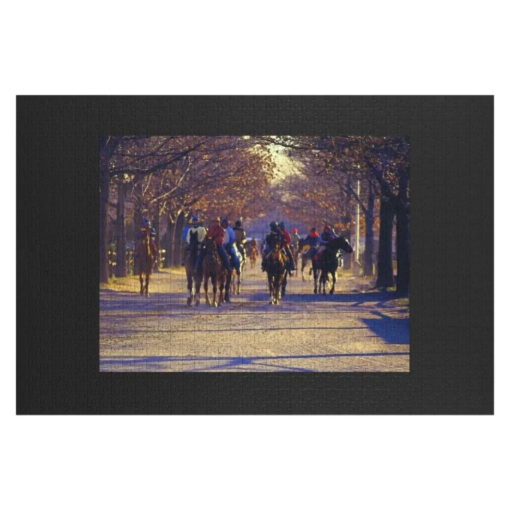 Crowded Horse Path At Dawn Jigsaw Puzzle Custom Wooden Name Personalized Baby Object Puzzle