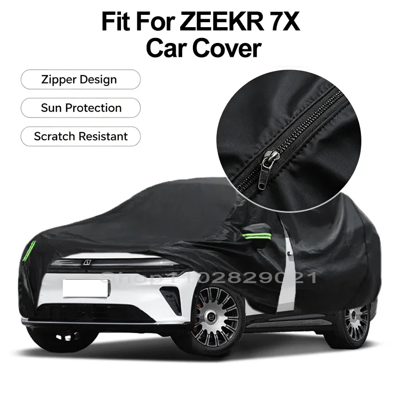 Zipper Door Waterproof Car Cover For ZEEKR 7X Windproof Dustproof UV Protection All Weather Auto Protector