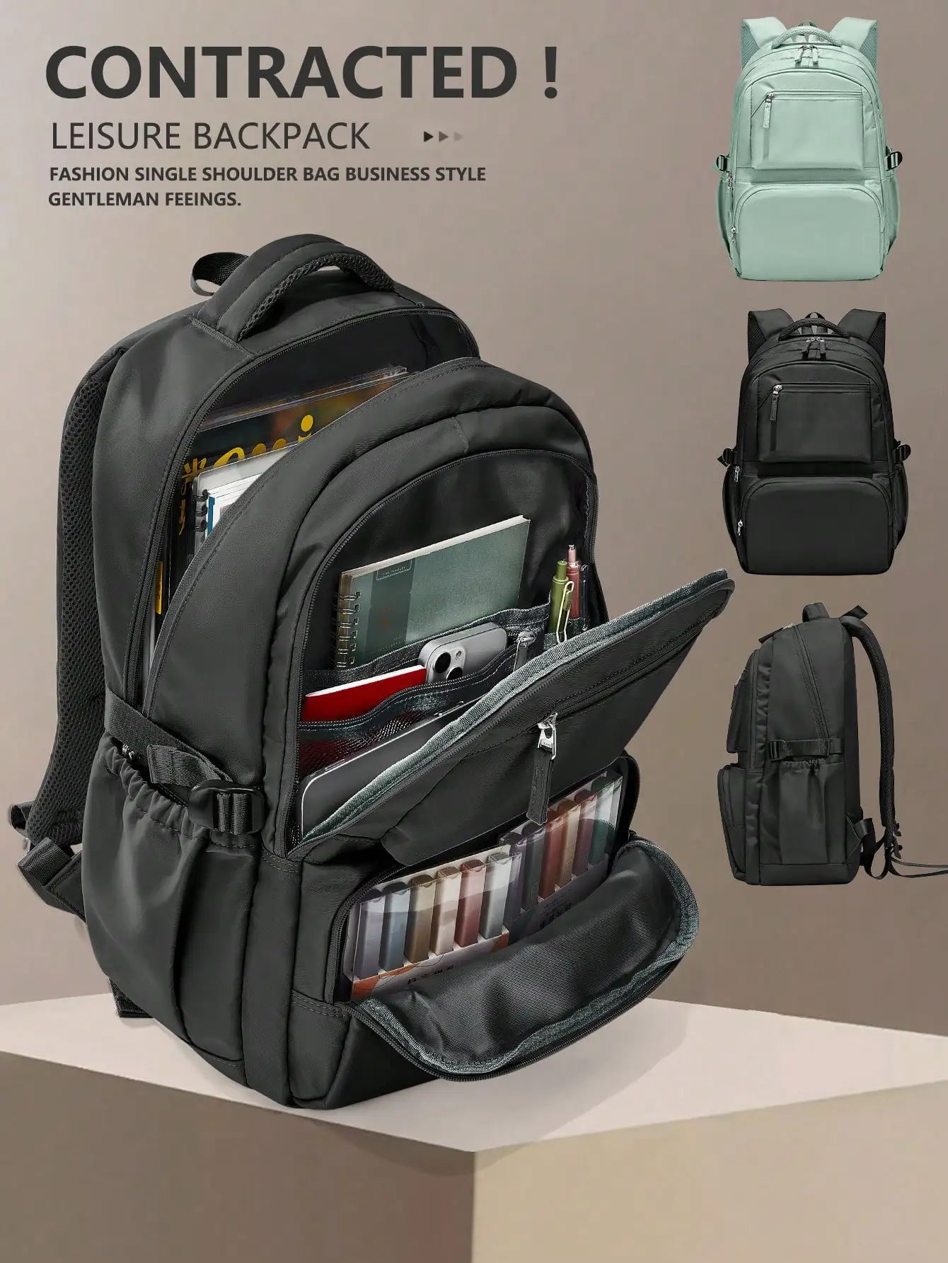 15.6 Inch Large Capacity Laptop Backpack, Anti-Theft Casual Travel College Backpack for Teen Girls & Women
