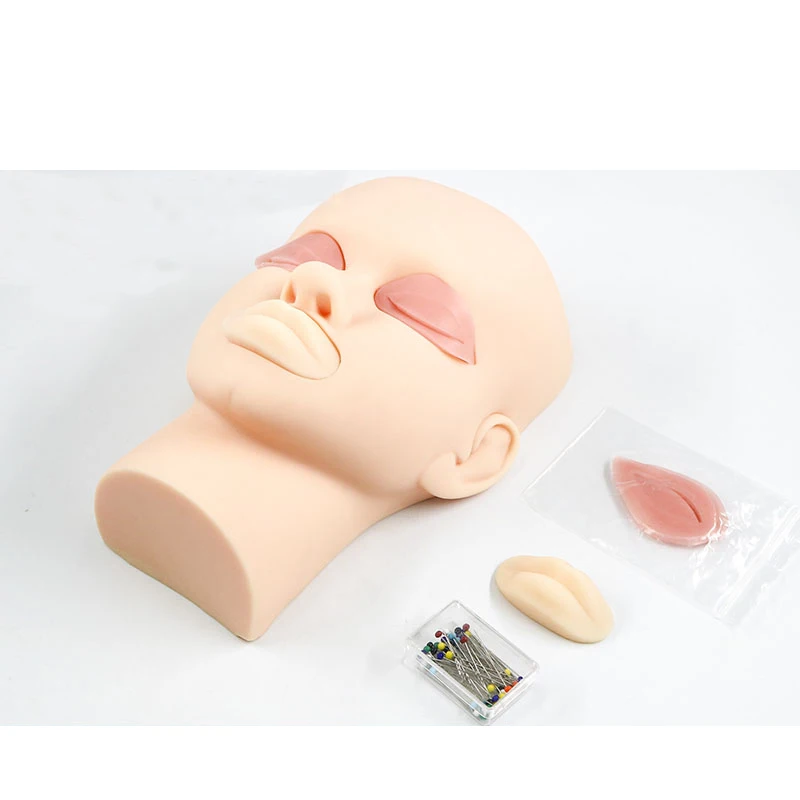 Soft silicone head mold teaching facial injection model micro line carving double eyelid