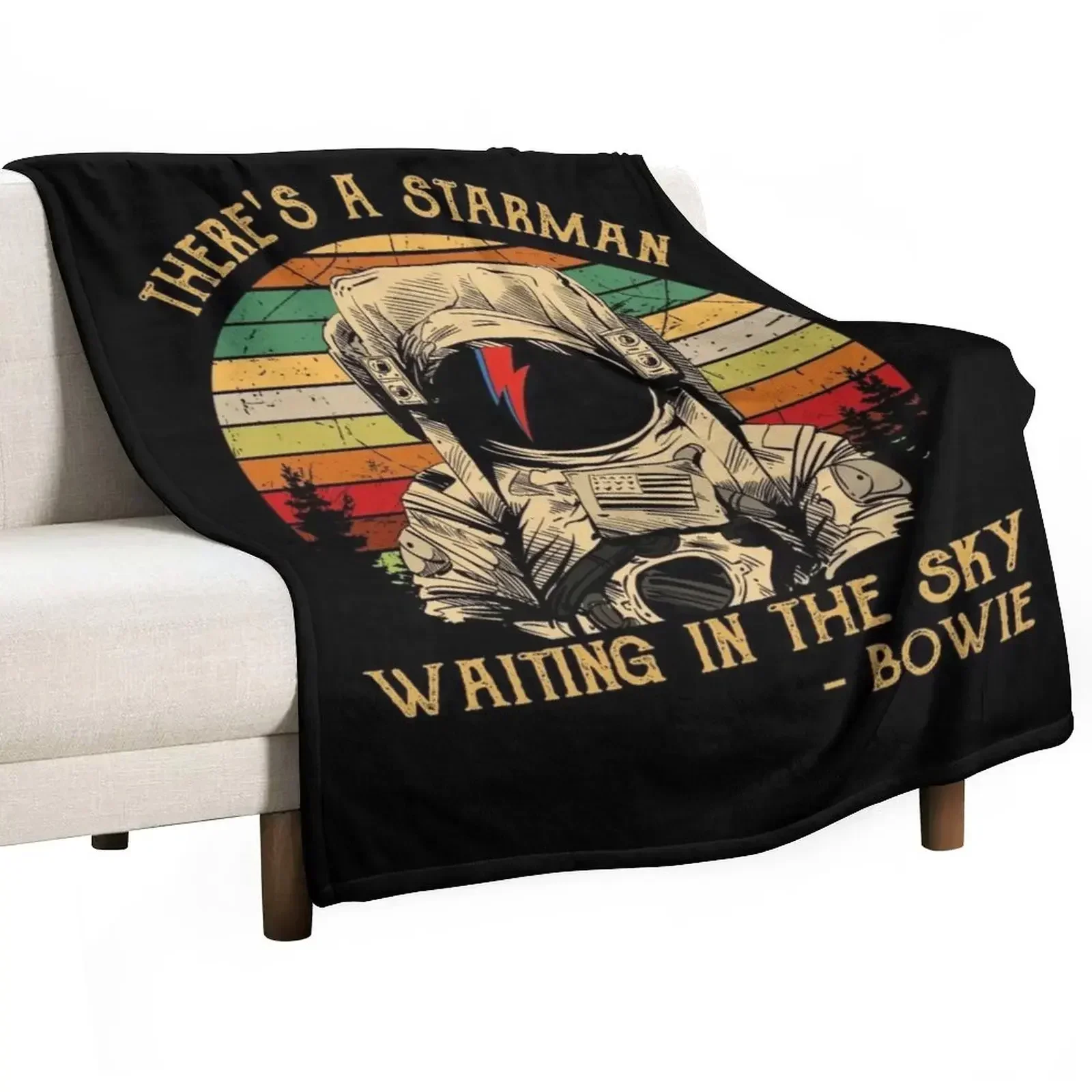 There's a starman waiting in the sky Throw Blanket Baby Flannel Fabric Camping Blankets