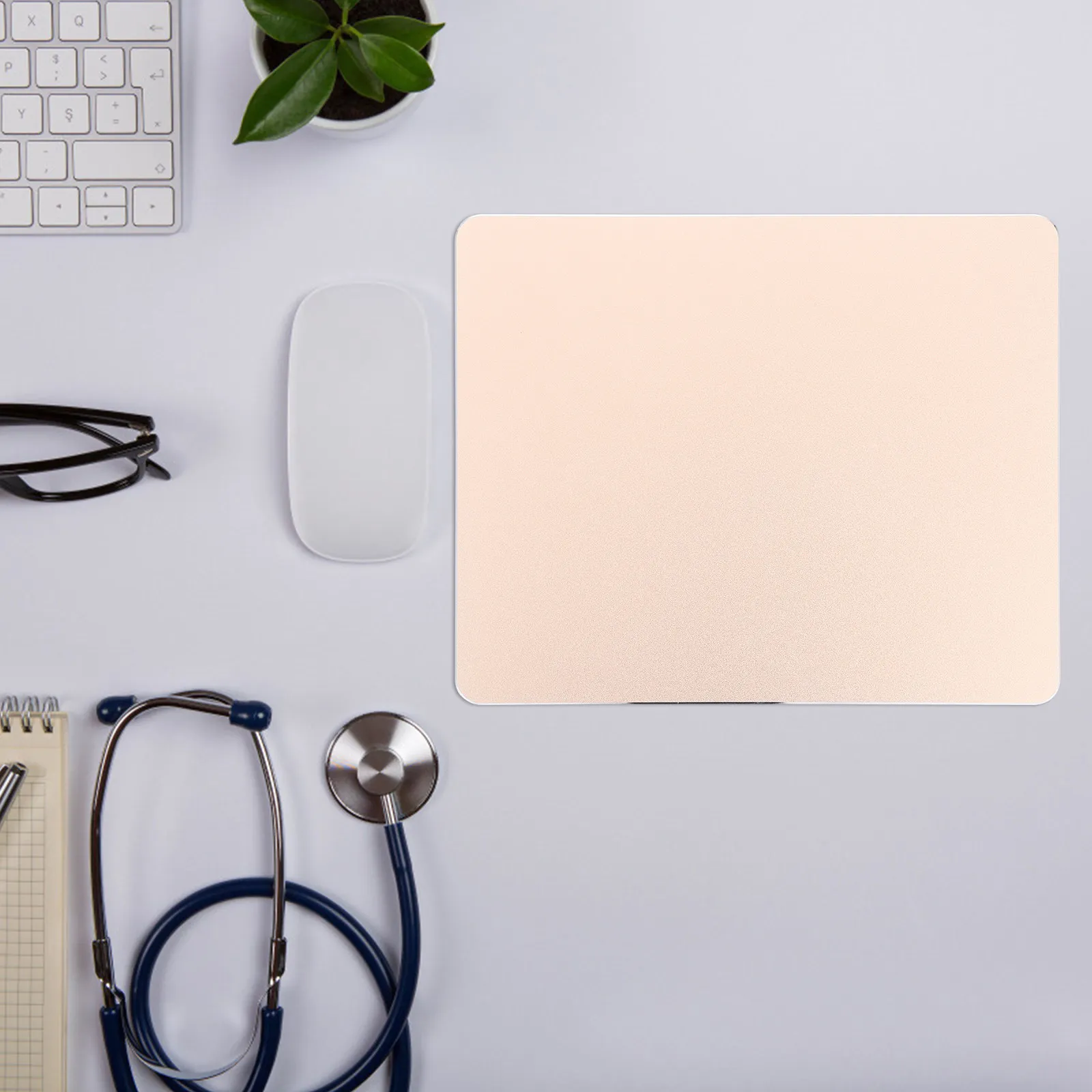 Aluminum Alloy Mouse Pad Double Sided Non Slip Square Desk Mat Ergonomic Smooth Surface for Office Use