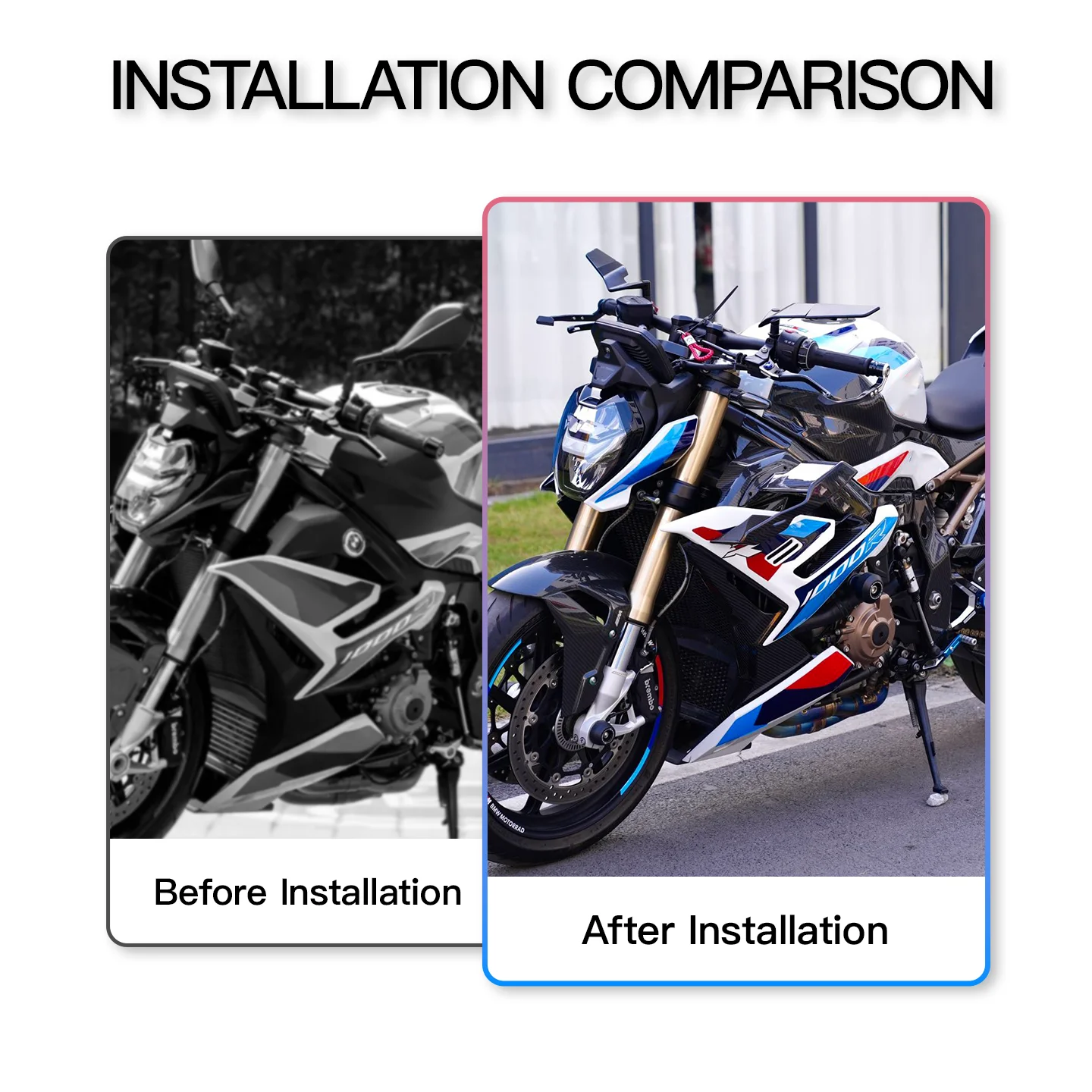 Carbon Fiber Motorcycle Fixed Wing Side Aerodynamic Winglet Fairing Kit For BMW S1000R 2021‑2024 Motorcycle Side Rear Wing Spoil