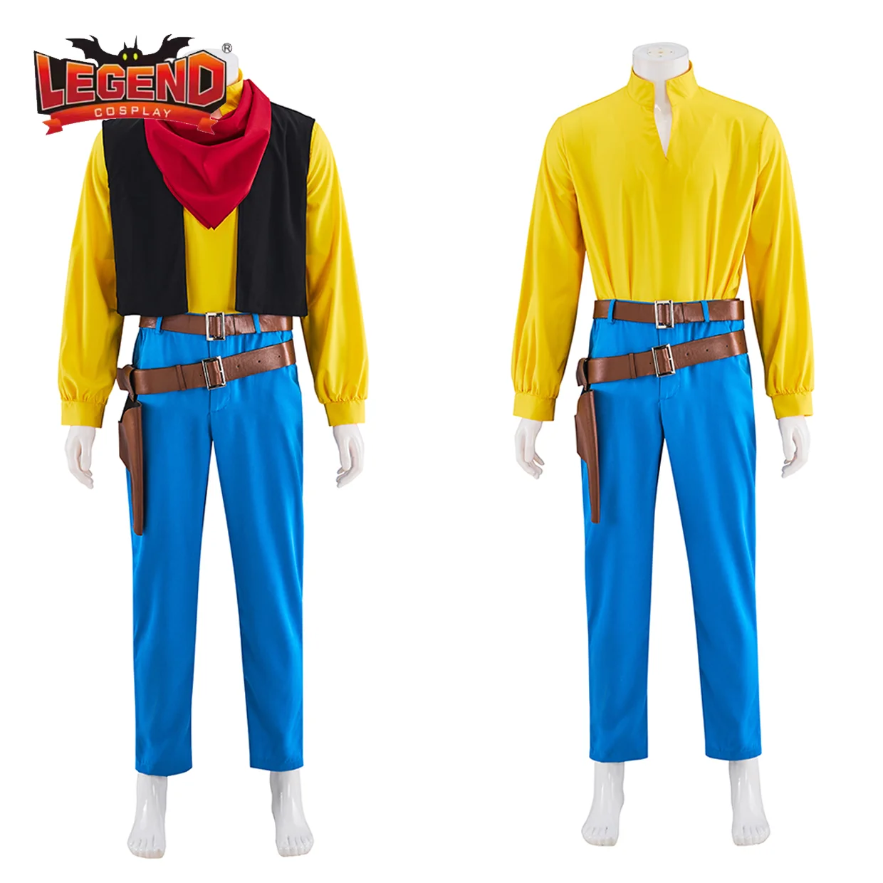 

Anime Luke Cosplay Costume Luke Cowboy Costume Casual Suit Shirt Pants Vest Full Set Halloween Party Outfit