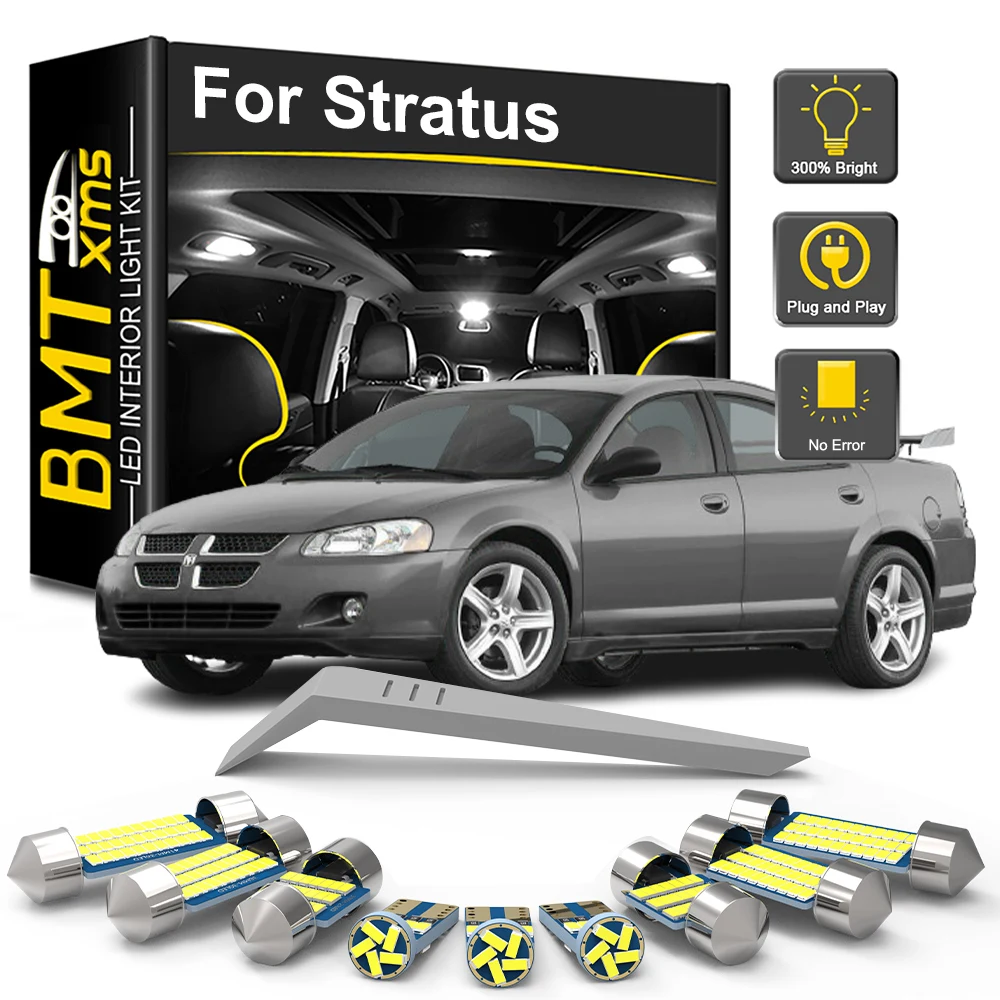 BMTxms 12Pcs For Dodge Stratus 2001 2002 2003 2004 2005 2006 LED Interior Lighting Kit Dome Map Reading Light Trunk Lamp Canbus