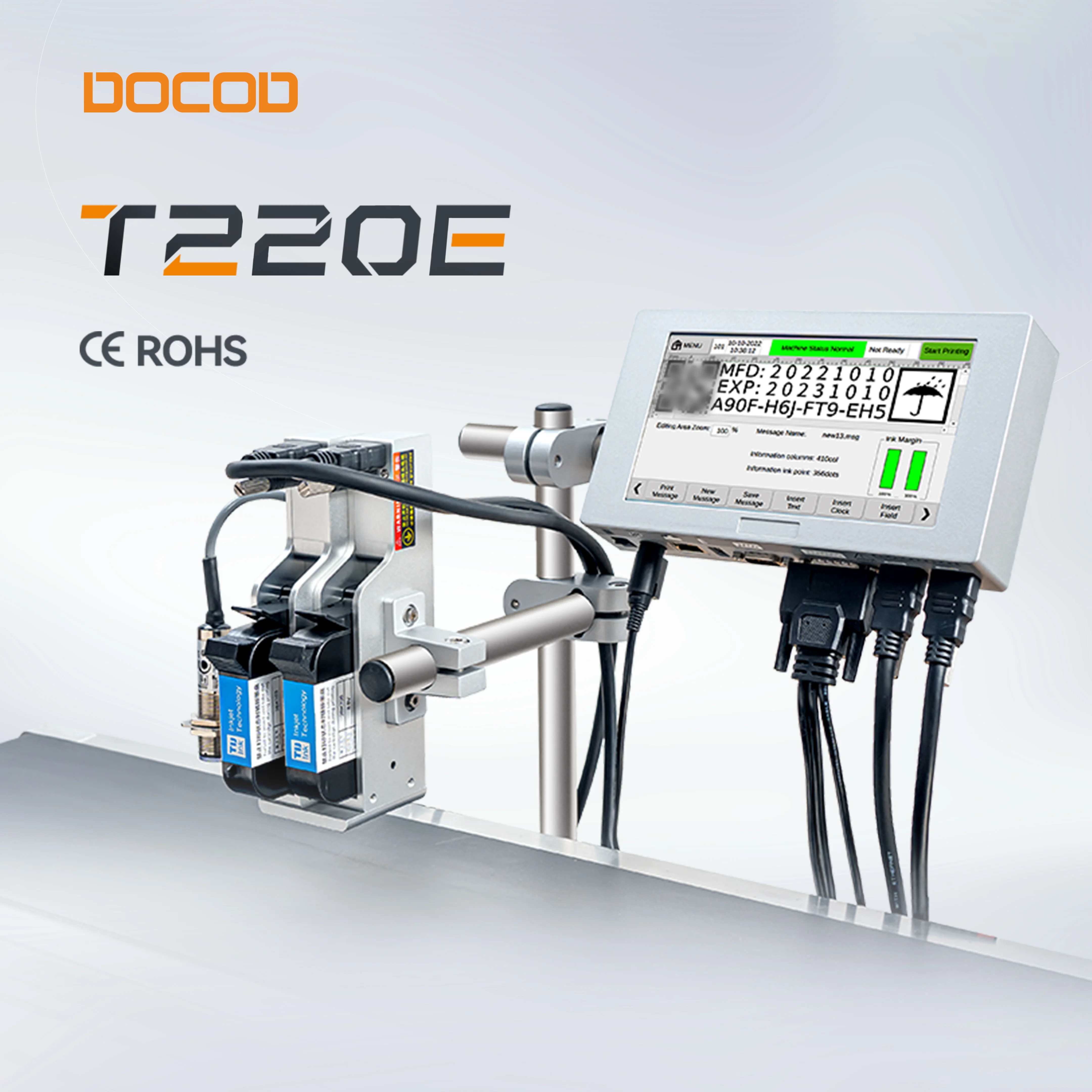 Docod OEM/ODM T220E Tij Expiry Date Printing Inkjet Printer Bulk Buy Online Thermal Batch Barcode Logo Coding Machine for Pipe