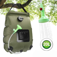 Water Bag 20L Outdoor Camping Hiking Solar Shower Bag Heating Camping Shower Climbing Water Bag Hose Switchable Shower Head