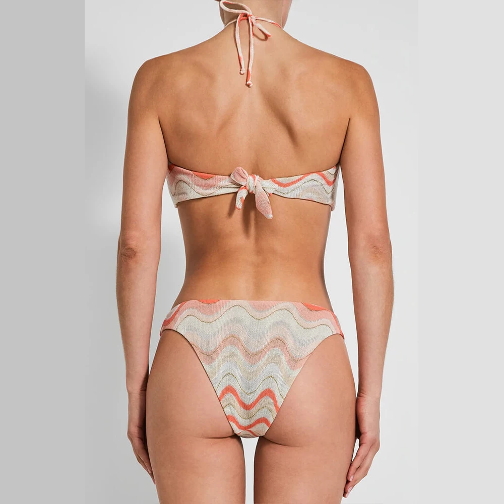 Conjunto de Bikini de dos piezas con estampado a rayas para mujer, bañador Sexy inspirado en la playa, traje de baño deportivo elegante con Espalda