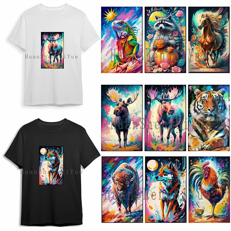 

Painted Animal Ironing Sticker Clothes DTF Fashion T-shirt Hoodie DIY Heat Transfer Hot Sticker Waterproof
