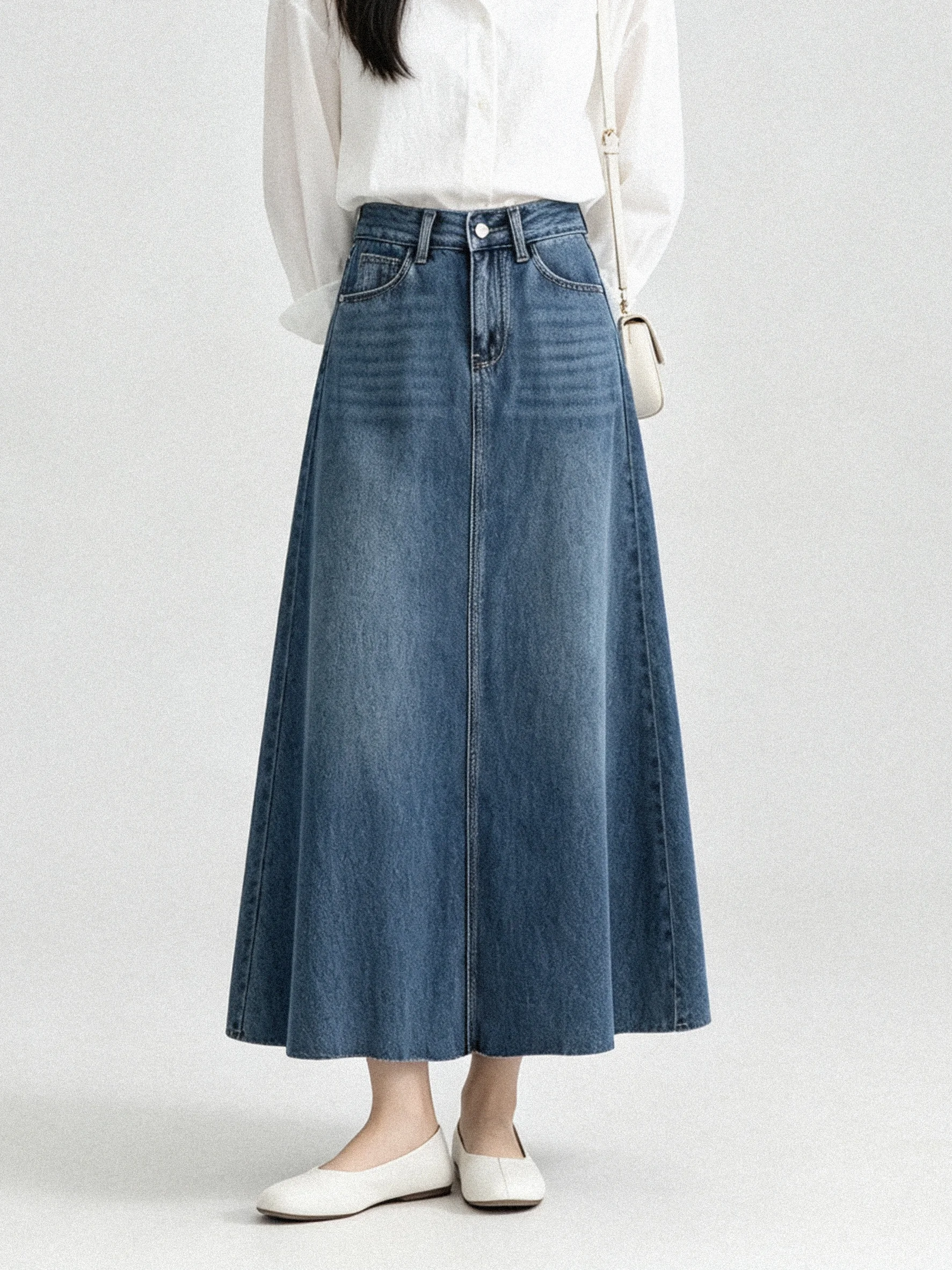 Korean Style A-Line  Skirt Denim Draped Tassel Summer Skirts Women's mid Waist Standard Fit Non-Lined Daily Wear