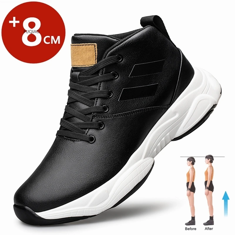 Fashion Genuine Leather Men Elevator Shoes Height Increasing Sneakers for Man Insoles 8CM Hidden Heels Inner Heightening Sports