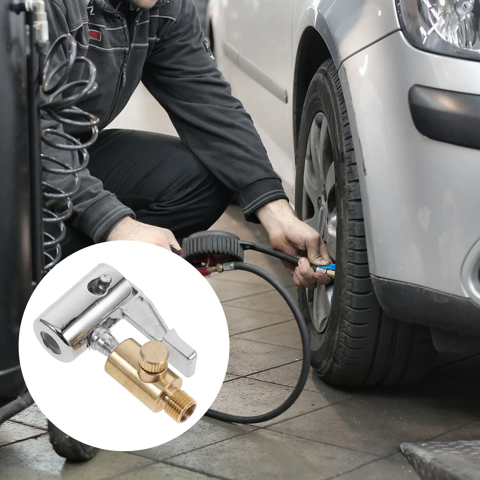 

Heavy Duty Metal Air Chuck Closed Flow Locking Tire Inflator Pressure Gauge Compressor Accessories Durable Copper Stainless