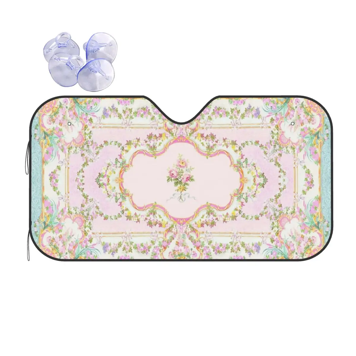 

French Rococo Floral Watercolor Panel Sunshade Windscreen Car Front Windshield Window Sun Visor Accessories Covers