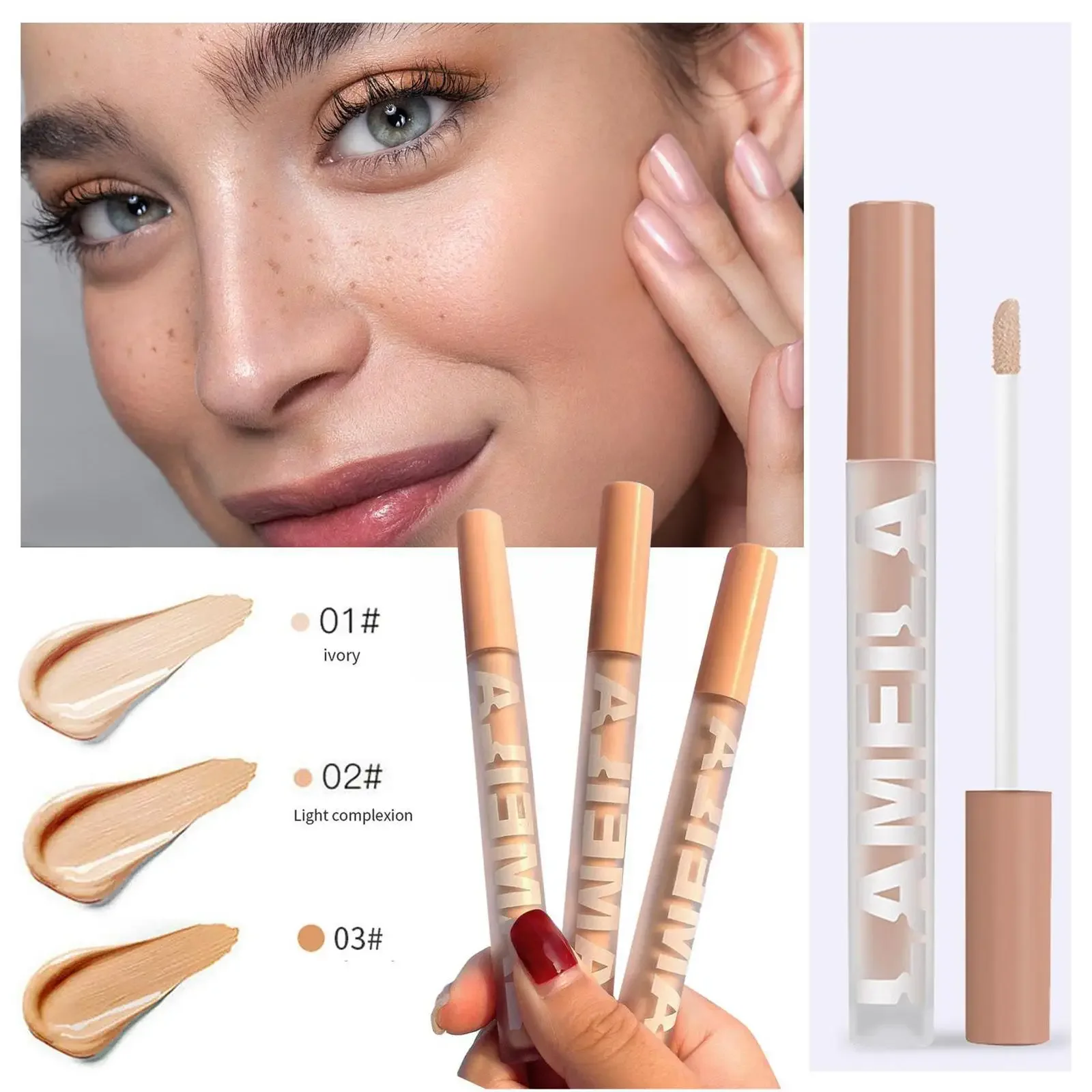 Eye Liquid Concealer Base 3 Colors Full Coverage Suit For All Skin Face Makeup Lip/Dark Eye Circle Cover Concealer Long Lasting