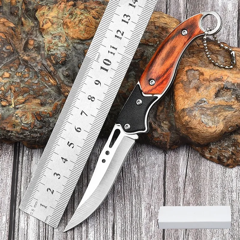 Portable Pocket Folding Knife Metal Material Outdoor Fruit Survival Folding Knife Hand Tool Keychain Accessories