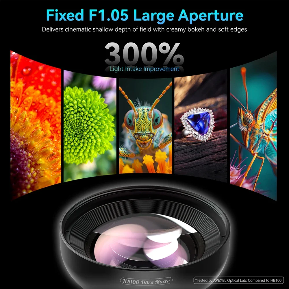 APEXEL 100 Ultra-Makro-Objektiv, verbesserte Version, Smartphone-Objektiv für iPhone 16 15 14 13 12 Pro, andere Telefone