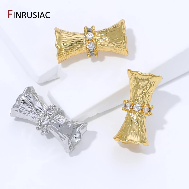18K Gold Plated Brass Zircon Bamboo Joint Tube Spacer Bead,Separators for Beads,DIY Breaclet Necklace Jewelry Making Supplies image 5