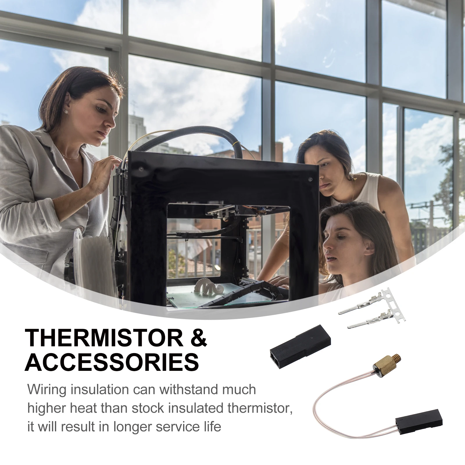 

High-Performance 3D Printer Thermistor Replacement Extruder Hot End Temp Sensor Voltage Protection Premium Resistance For 3D