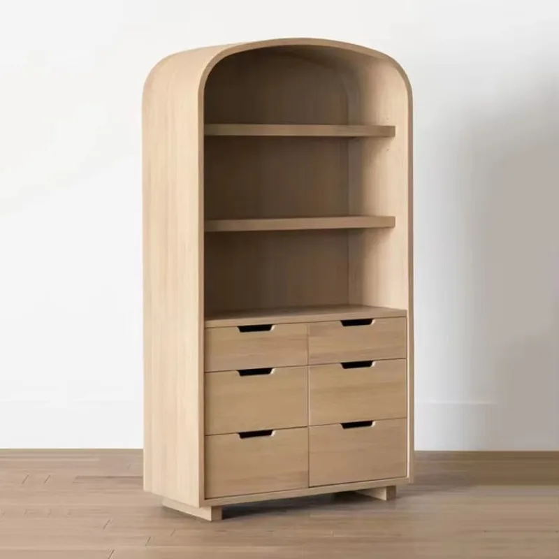 Home Office Bookshelf Wooden Modern Multi-layer Solid Oak Bookcase