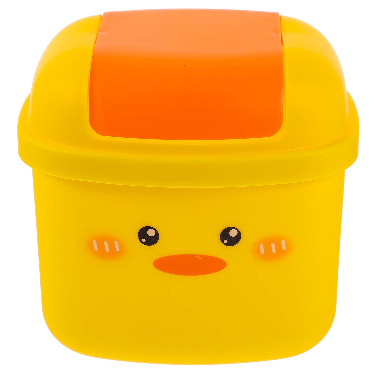 Little Yellow Duck Trash Can Mini Garbage Desktop Waste Bin Cartoon Cans Plastic Rubbish Basket