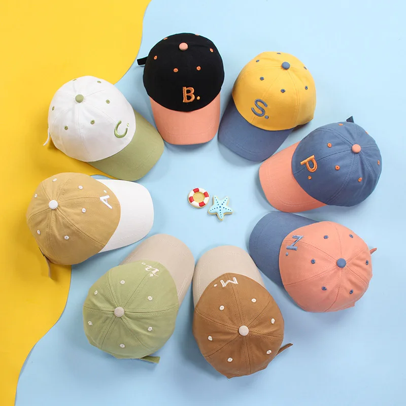 Spring Summer Letter Baby Baseball Cap Fashion Outdoor Sport Kids Sun Hat Adjustable Toddler Boys Girls Peaked Baby Turban Hats