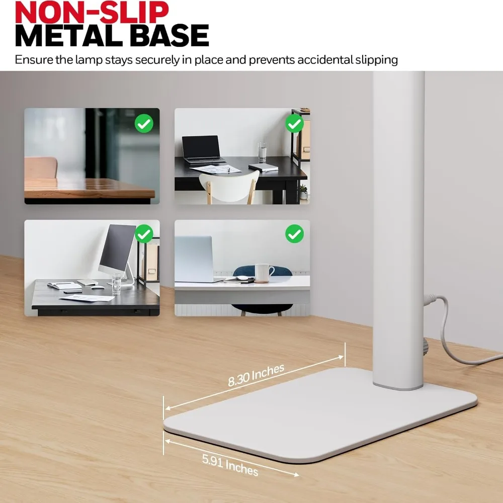 مصباح مكتب LED من هانيويل مع قاعدة - مصباح مكتبي HJ1WT Sunturalux للعناية بالعين للمكتب المنزلي، مصباح مكتب كمبيوتر 1200LM
