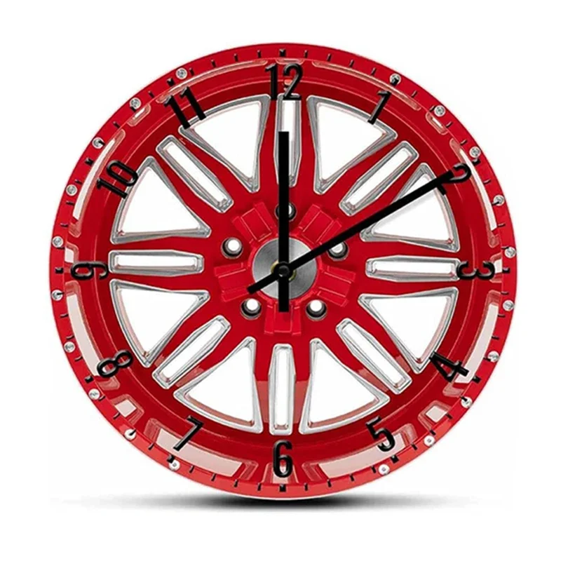 Acrylic Transparent Garage Wall Clocks Creative Tire Rim Clock Tire Style Silent Decorative Clock for Automotive Car Enthusiasts