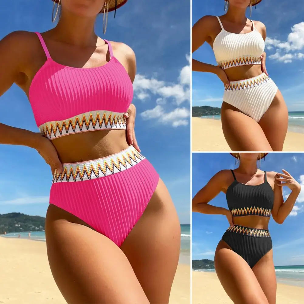 Women Swimsuit Stylish Women's Swimsuit Set with Push Up Support High Waist Design for Beachwear Bikini Matching 2 Piece Elastic