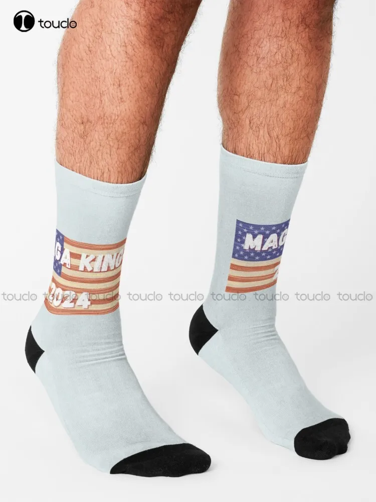 Maga King 2024: The Return Of Maga King Trump Socks American Flag Socks Men Christmas New Year Gift Street Skateboard Socks Art