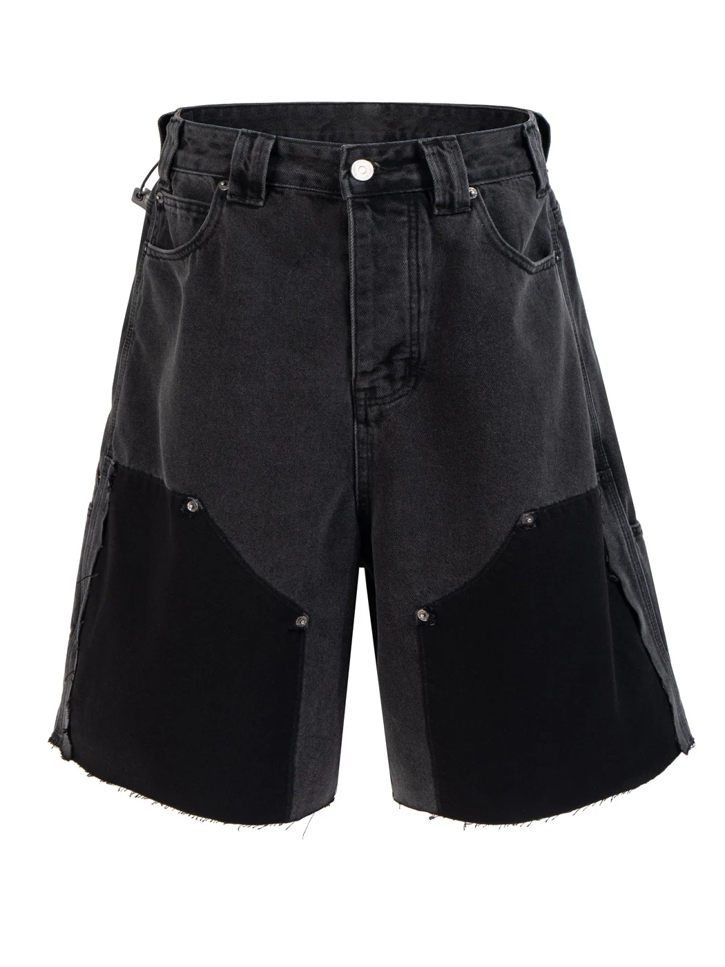 

Parisian Sle k Waed Wooutter orts Men Summer Splicing Bla Fur Versatile Five-Quarter Length Casual Jeans