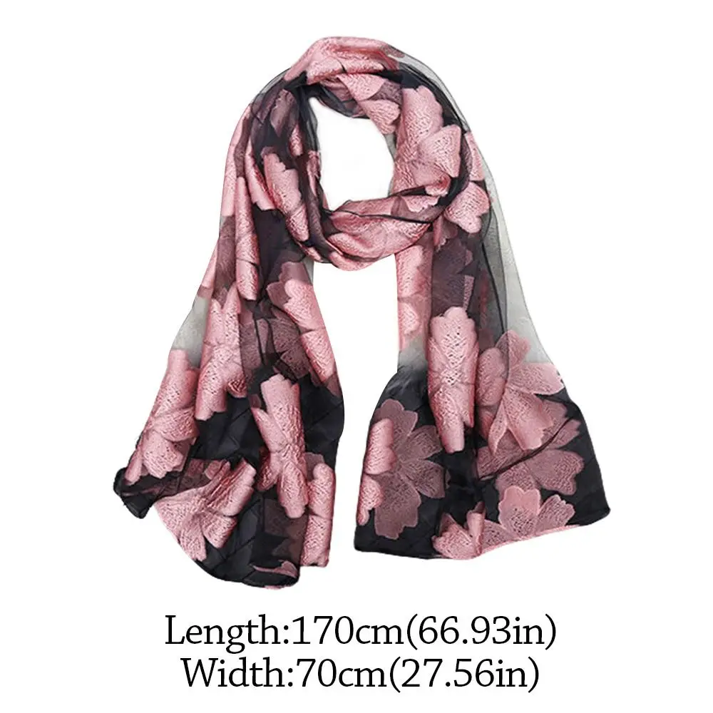 Summer Lightweight Silk Scarf Soft Organza Gauze Sheer Wrap Breathable Pashmina Women image 4