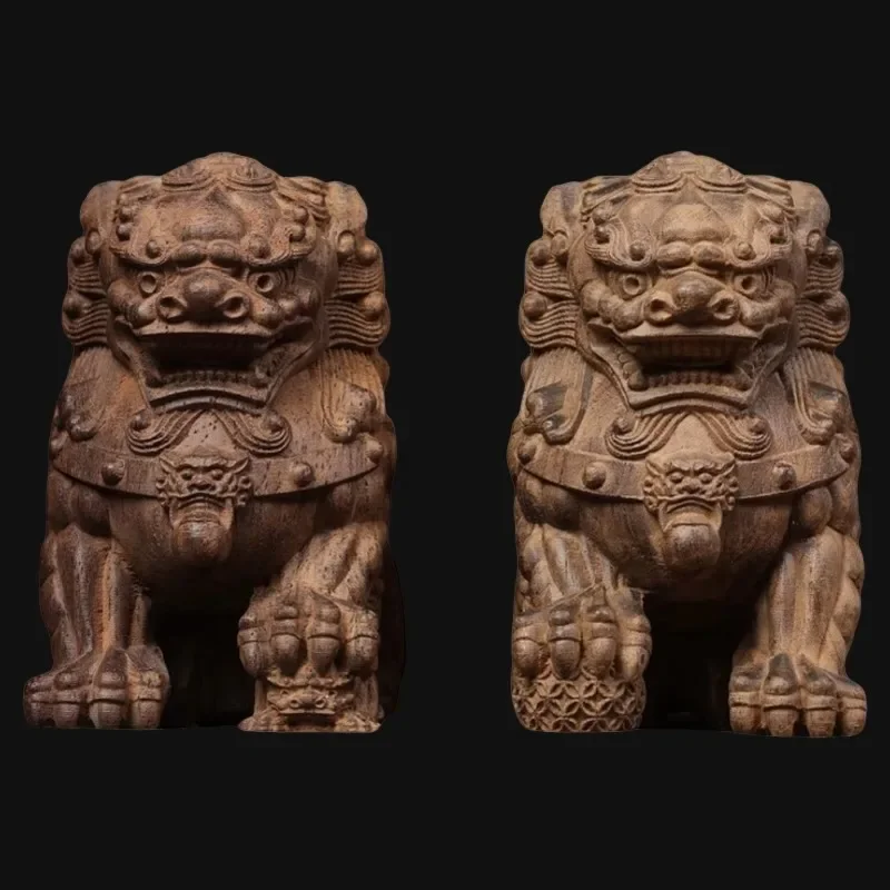 Hand-Carved Premium Wood Pi Xiu Statue - 3.9