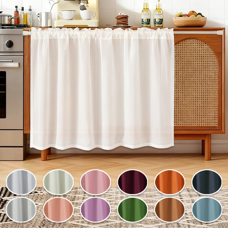 

2 Pieces Waterproof Scratch-Resistant Cabinet Drape Matte Satin Weave Concealment Curtain Kitchen Cabinet Screen Panel Curtains