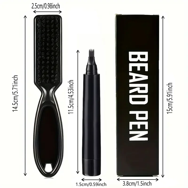Relleno de lápiz para hombres, bolígrafo para Barba de 4 puntas, resistente al agua y de larga duración, maquillaje Natural, relleno de detalles, bigote y cejas