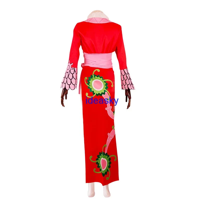 Anime Dong Hancock cosplay kostuums sexy imperium rode kimono jurk kleding pruik Halloween kostuums voor vrouwen mantel oorbellen oi32/8