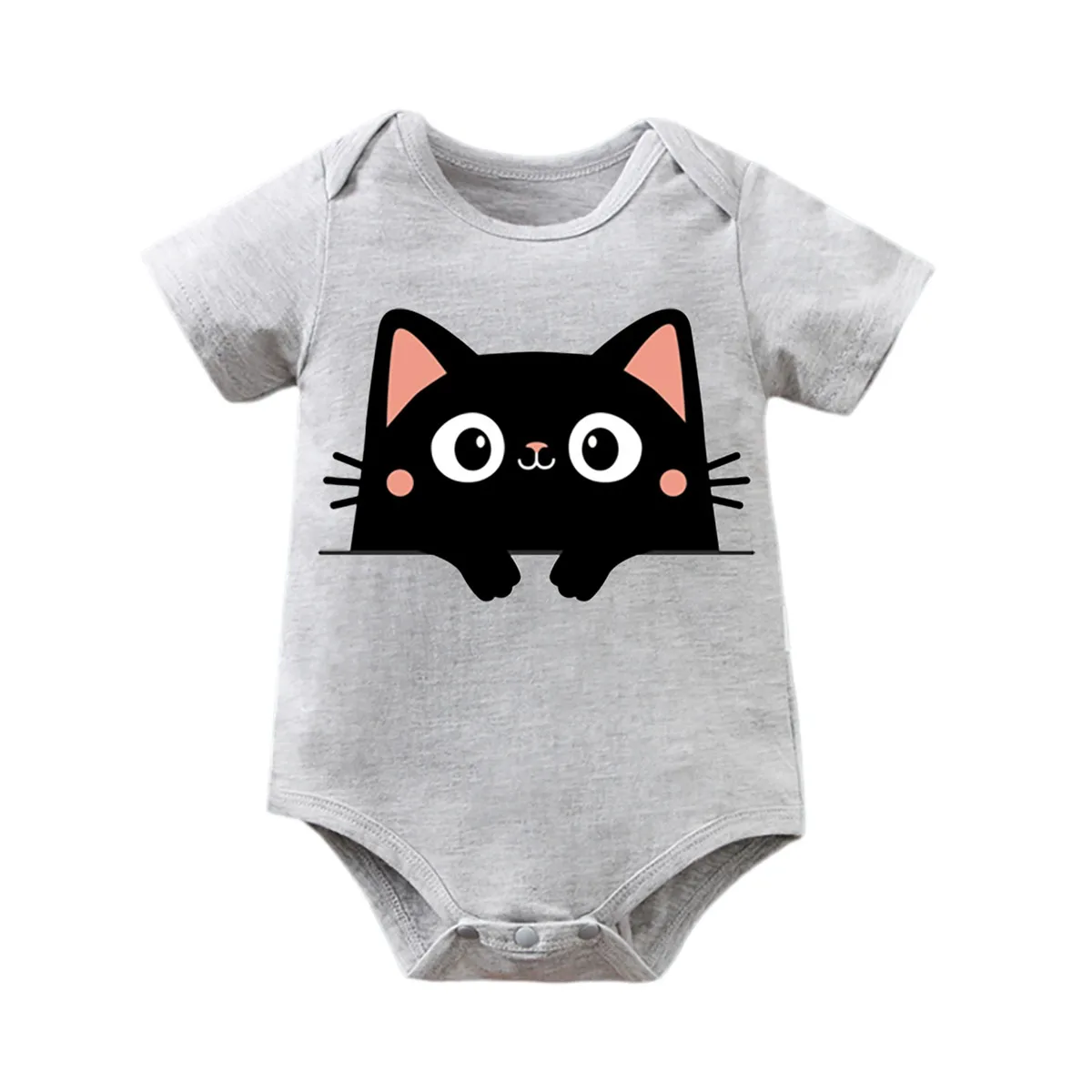 

IURNXB Baby Bodysuits Short Sleeve Newborn Boy Girl Clothes Black Cat Printed Infant Romper Onesie 100%Cotton Cute Outfits 0-12M