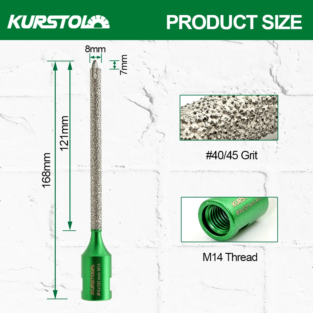 KURSTOL 1pc Dia 8mm Diamond Milling Bit Mortar Removal For Mortar Masonry Brick Multi-Purpose Angle Grinder Milling Finger Bit