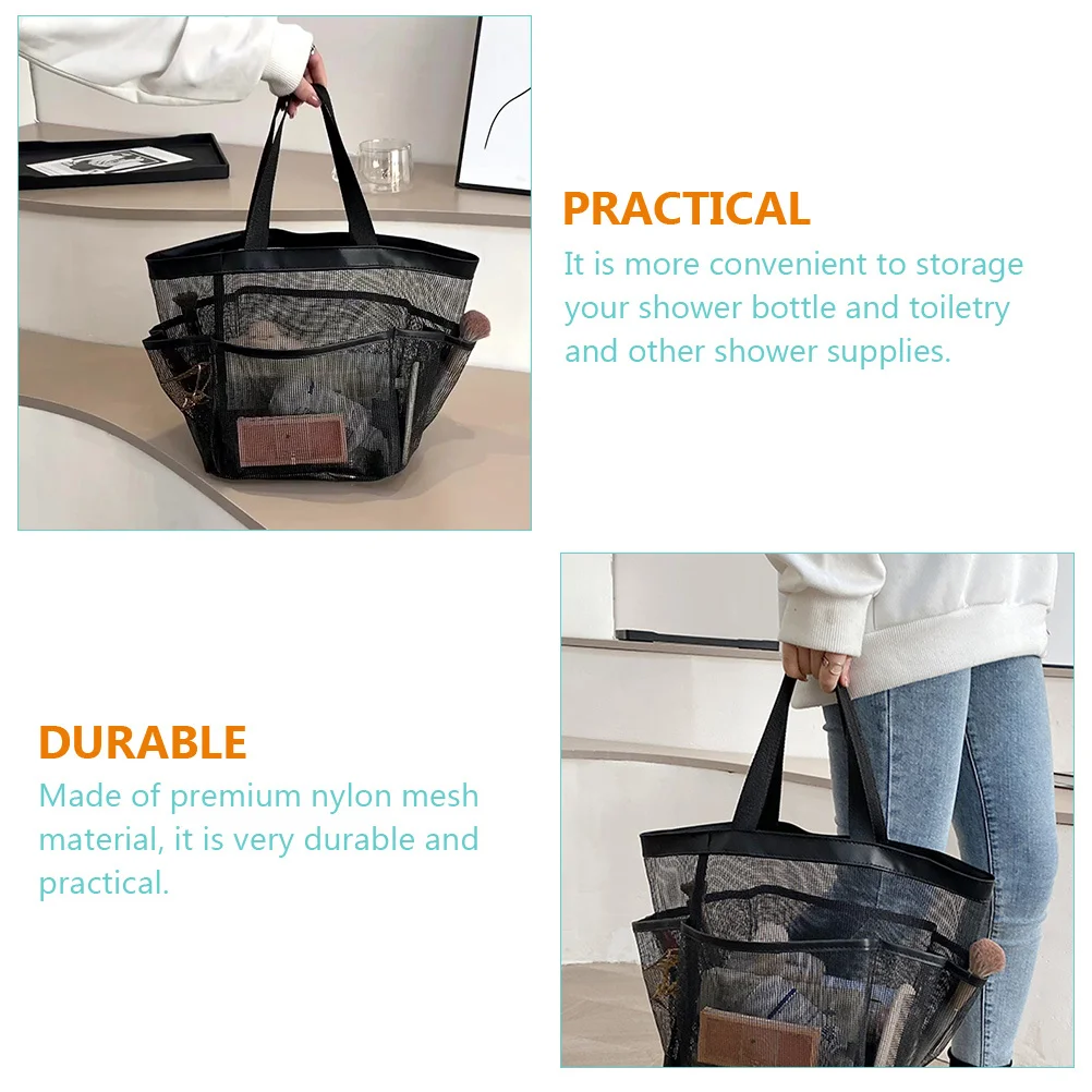 

Large Capacity Beach Mesh Storage Bag Durable Nylon Mesh Shower Organizer Portable Toiletry Bag for Bathroom Travel Swimming