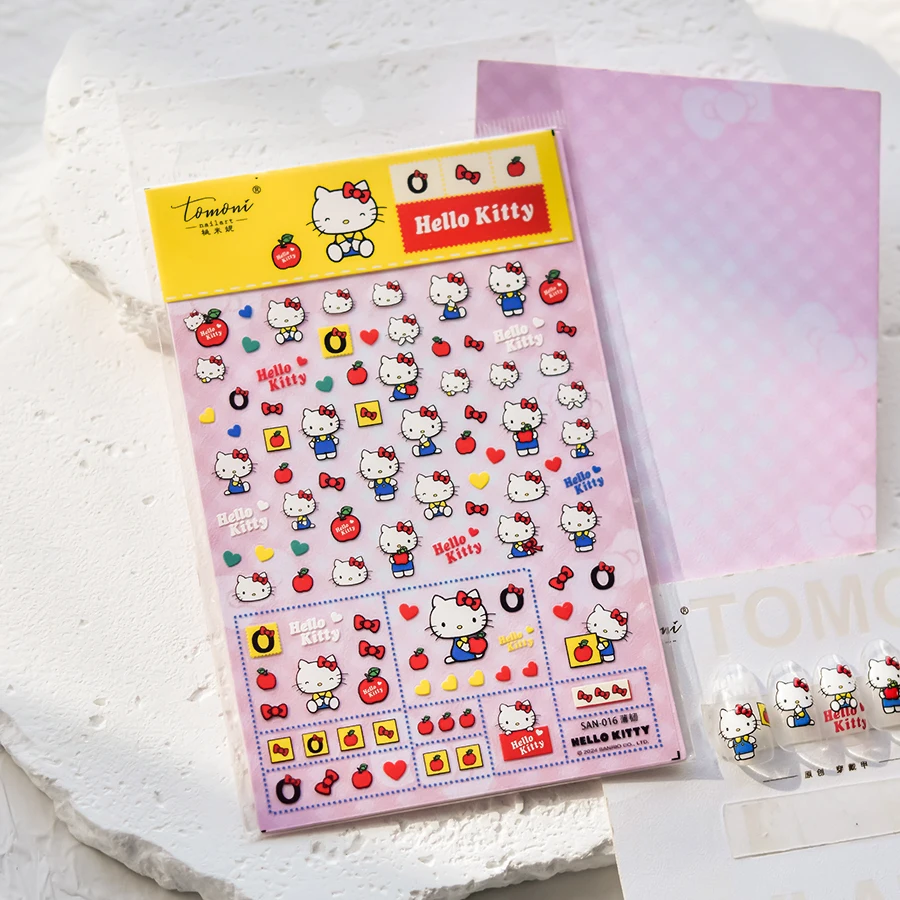 1 Stück 5D Geprägte Hello Kitty Nagelaufkleber Sanrio HelloKitty Nagelzubehör Kitty Katze Modedesign Niedliche Katzen-Nagelteile – Detail 5