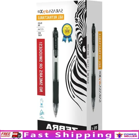 Sarasa Retractable Gel Ink Pens 0.7mm Black Rapid Dry Ink Smudge Proof Soft Rubber Grip Comfortable Writing Experience 12 Count