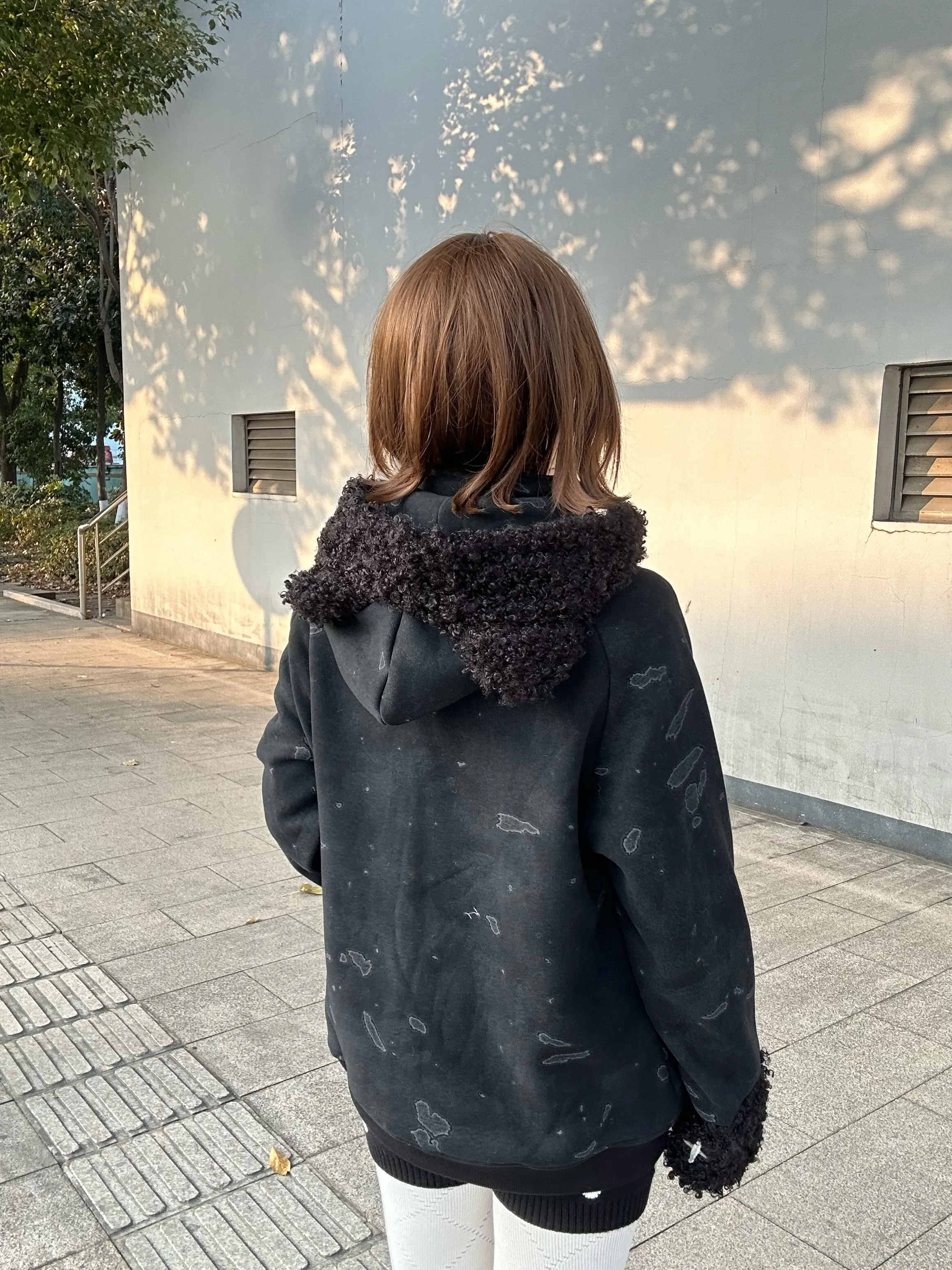 Original Subculture Sweet Cool Fashion Black Jacket Coats 2026 Spring Student Cartoon Print Y2K Cat Ear Hooded Sweatshirt Women